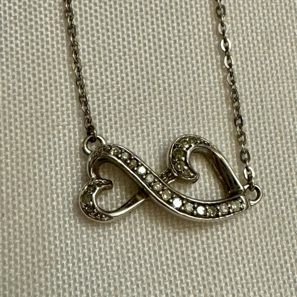 925 Silver Diamond Hearts Infinity Necklace